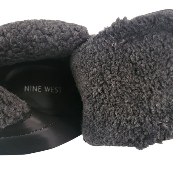 NINE WEST | Fall Fur Heel Dark Grey Cozy Boots - Picture 9 of 12